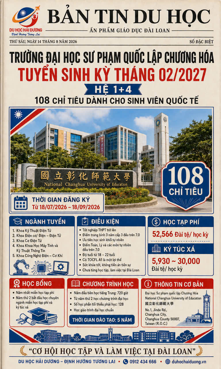 TRƯỜNG ĐẠI HỌC SƯ PHẠM QUỐC LẬP CHƯƠNG HÓA TUYỂN SINH KỲ THÁNG 02/2027